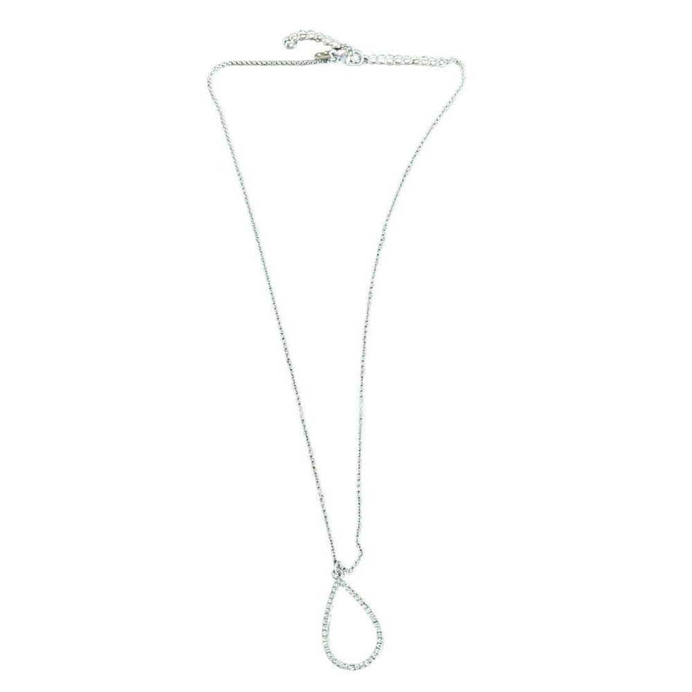 BANANA REPUBLIC BR silver tone teardrop RHINESTONE “diamond” Necklace